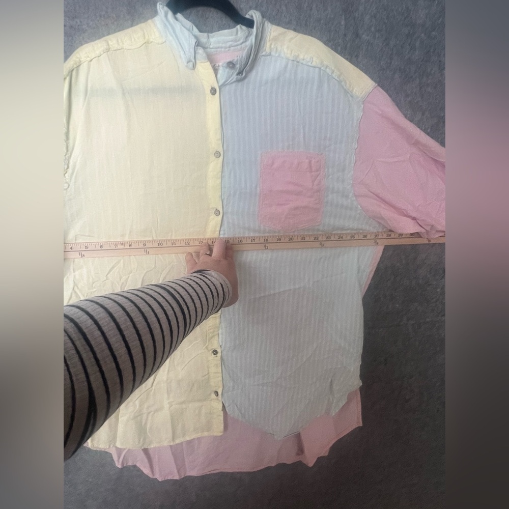 Intimately by Free People Large Oversized Pastel Button Down long sleeve Shirt - Picture 3 of 7